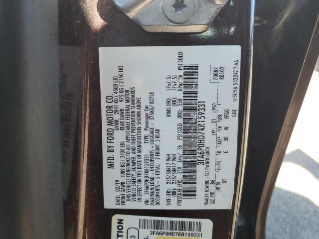 VIN 3FA6P0HD7KR159331 2019 Ford Fusion, SE no.12