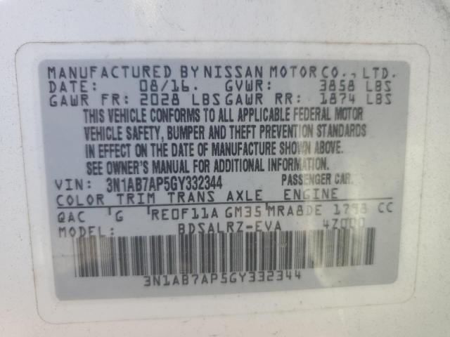 VIN 3N1AB7AP5GY332344 2016 Nissan Sentra, S no.12