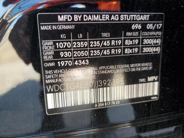 VIN WDCTG4EB0JJ392395 2018 MERCEDES-BENZ GLA-CLASS no.12