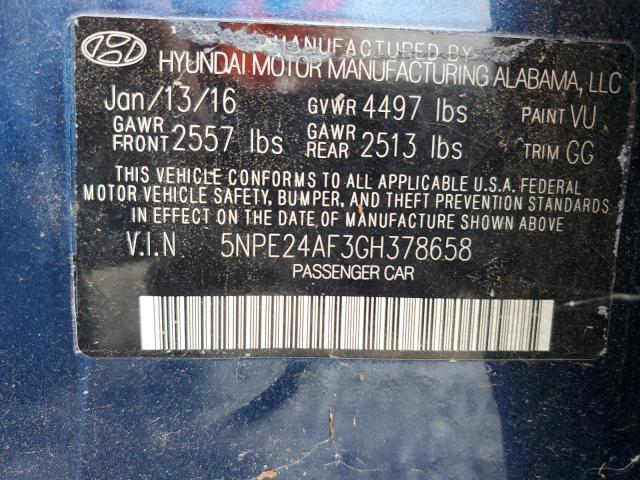 VIN 5NPE24AF3GH378658 2016 Hyundai Sonata, SE no.12