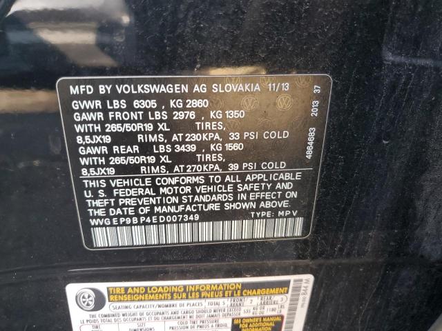 VIN WVGEP9BP4ED007349 2014 Volkswagen Touareg, V6 Tdi no.13