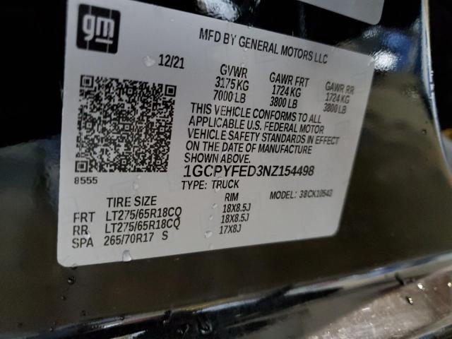 2022 CHEVROLET SILVERADO - 1GCPYFED3NZ154498