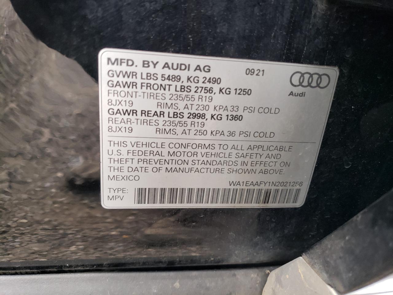 Lot #2921563684 2022 AUDI Q5 PREMIUM