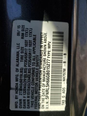 VIN 5FNRL5H66GB015277 2016 Honda Odyssey, Exl no.13