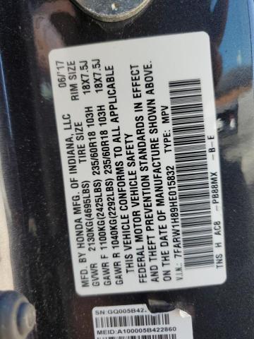 2017 HONDA CR-V EXL - 7FARW1H89HE015832