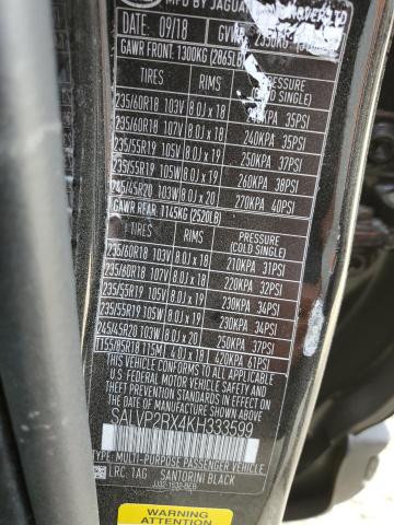 2019 LAND ROVER RANGE ROVE - SALVP2RX4KH333599