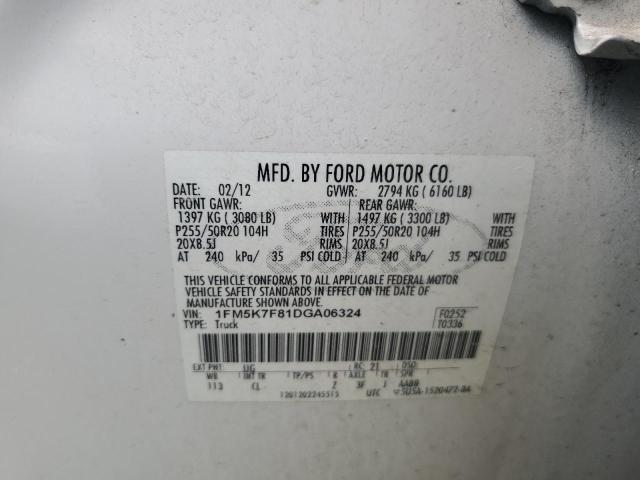 VIN 1FM5K7F81DGA06324 2013 Ford Explorer, Limited no.12