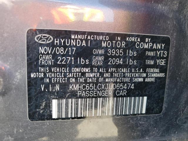 2018 HYUNDAI IONIQ BLUE - KMHC65LCXJU065474