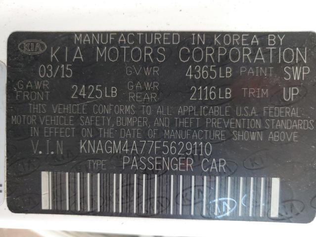 VIN KNAGM4A77F5629110 2015 KIA Optima, LX no.12