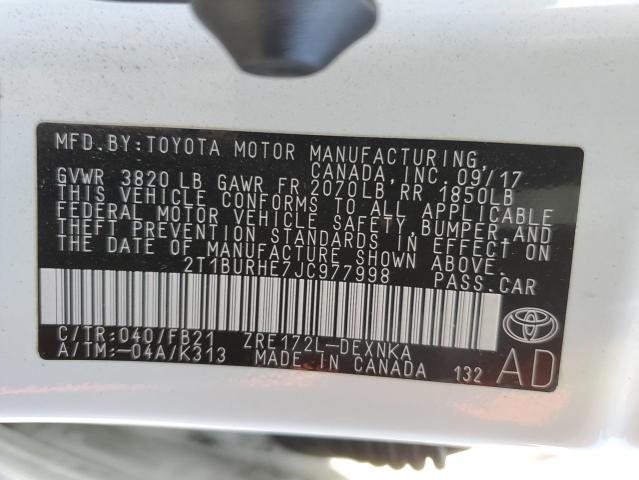 2018 TOYOTA COROLLA L - 2T1BURHE7JC977998