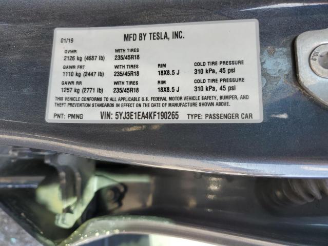 2019 TESLA MODEL 3 - 5YJ3E1EA4KF190265