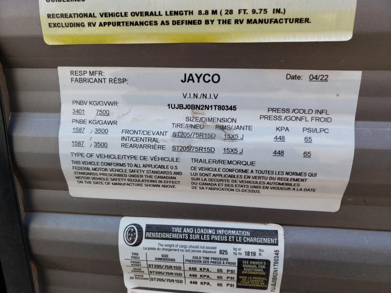 Lot #2923982905 2022 JAYCO JAY FLIGHT