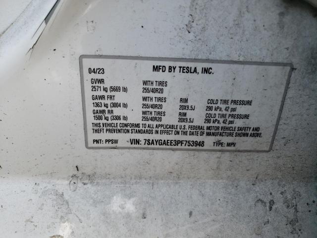 VIN 7SAYGAEE3PF753948 2023 Tesla MODEL Y no.13