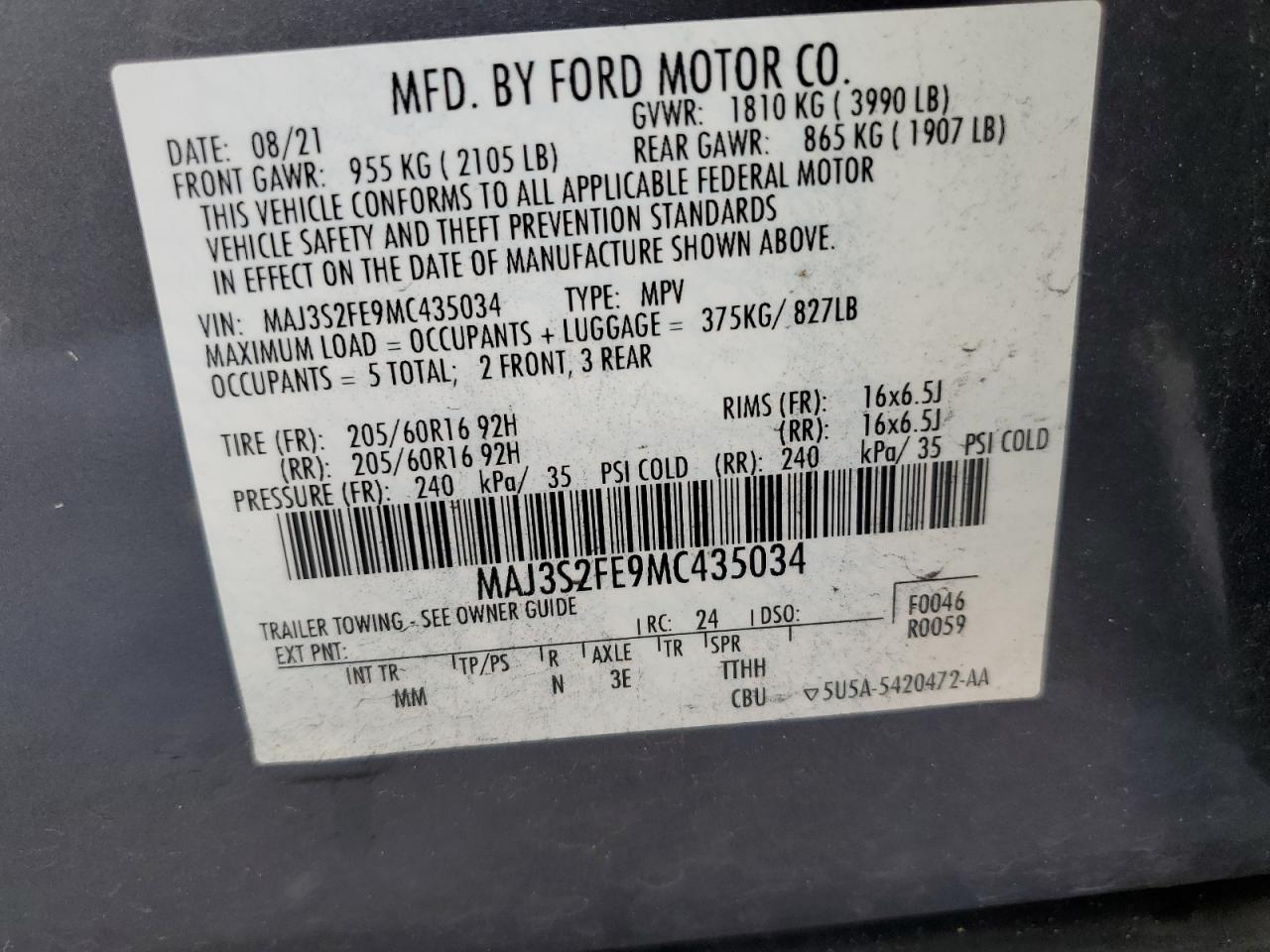 Lot #2906988141 2021 FORD ECOSPORT S