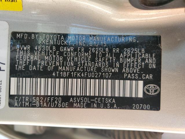 2015 TOYOTA CAMRY LE - 4T1BF1FK4FU027107