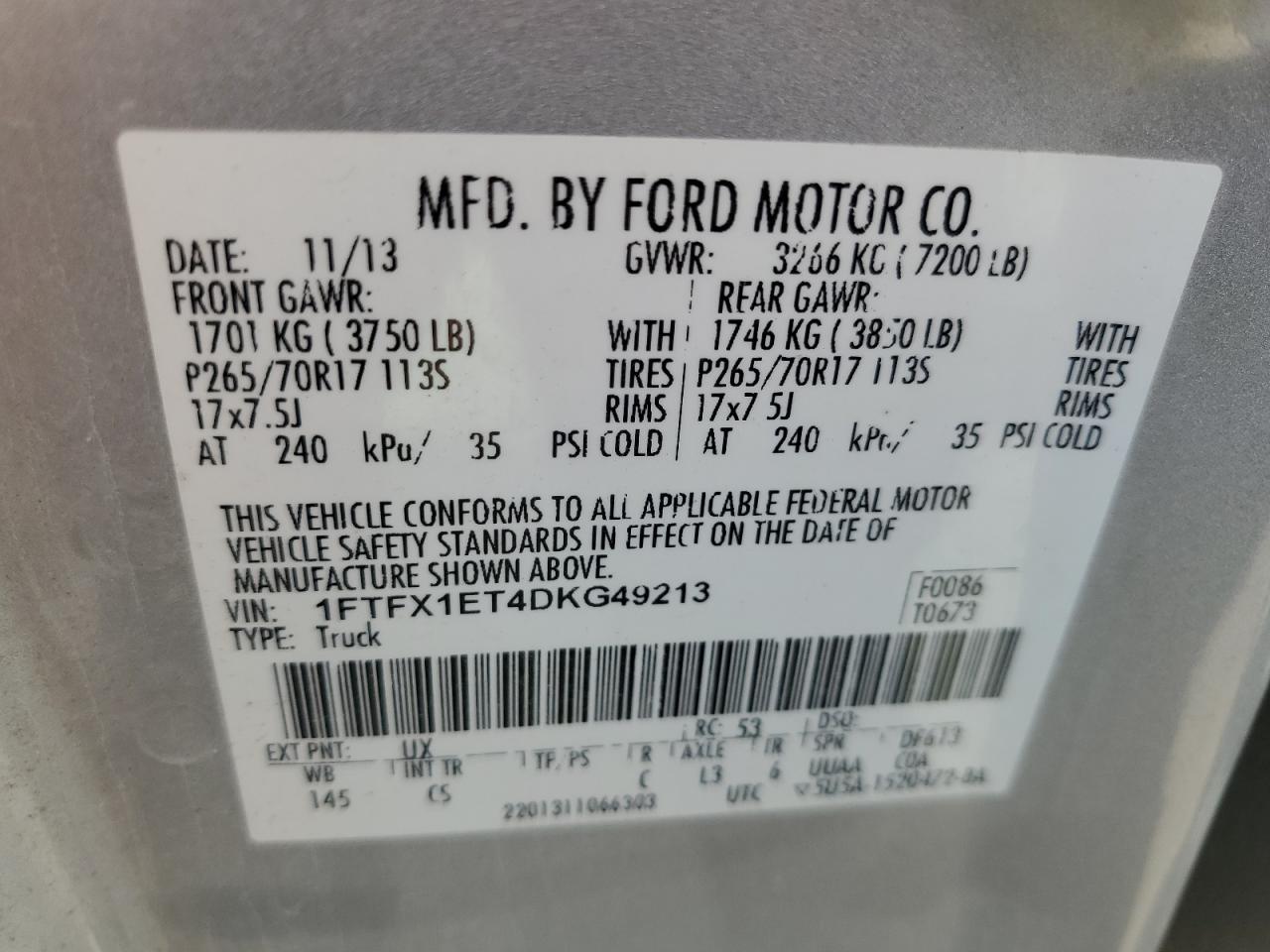 Lot #2907518625 2013 FORD F150 SUPER