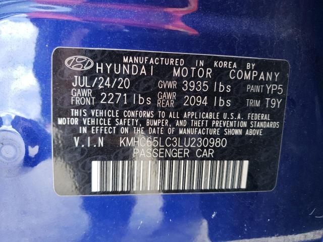 2020 HYUNDAI IONIQ BLUE KMHC65LC3LU230980  69262734