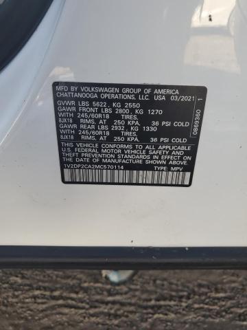 2021 VOLKSWAGEN ATLAS SE - 1V2DP2CA2MC570114