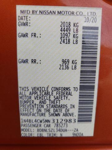 2021 NISSAN ALTIMA SR - 1N4BL4CW5MN312983