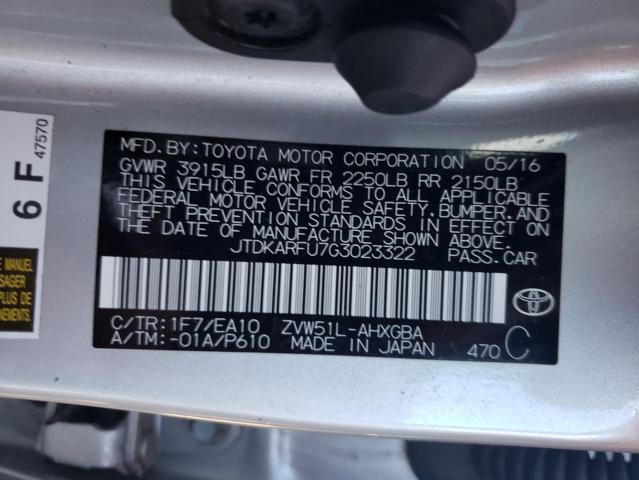 2016 TOYOTA PRIUS - JTDKARFU7G3023322