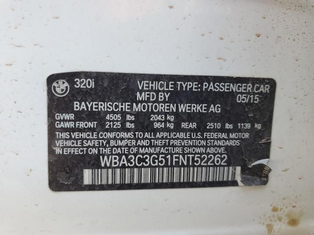 VIN WBA3C3G51FNT52262 2015 BMW 3 Series, 320 I Xdrive no.12