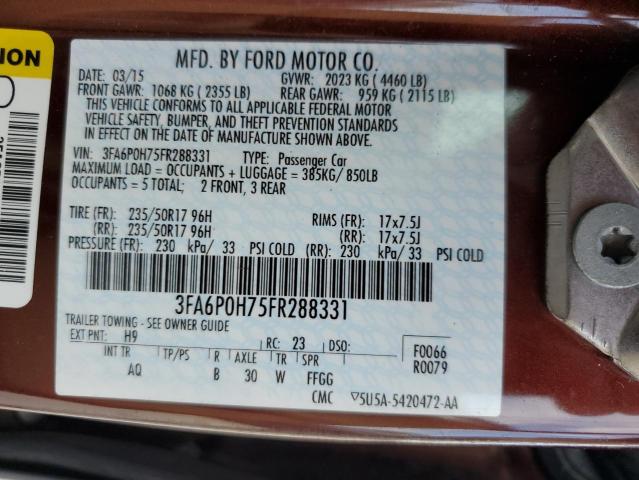 VIN 3FA6P0H75FR288331 2015 Ford Fusion, SE no.12