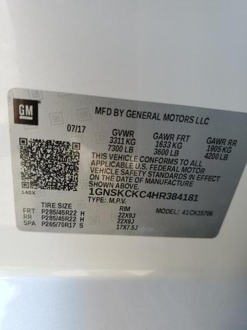 2017 CHEVROLET TAHOE 1GNSKCKC4HR384181