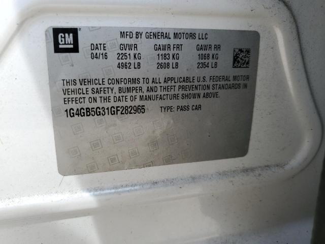 VIN 1G4GB5G31GF282965 2016 Buick Lacrosse no.12