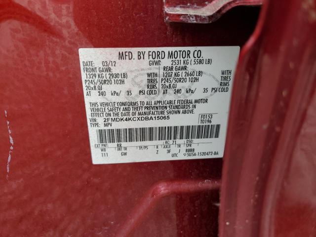 VIN 2FMDK4KCXDBA15065 2013 Ford Edge, Limited no.13