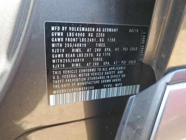 2016 VOLKSWAGEN TIGUAN S - WVGBV7AX3GW608290