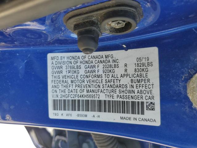 2019 HONDA CIVIC LX - 2HGFC2F64KH569572
