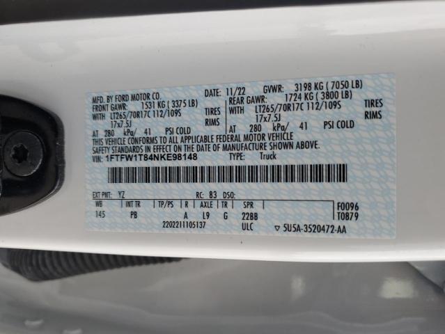 2022 FORD F150 SSV 1FTFW1T84NKE98148