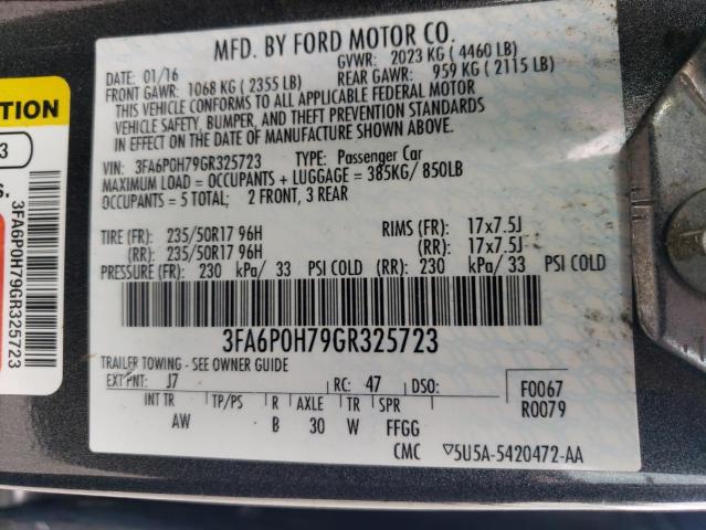 2016 FORD FUSION SE - 3FA6P0H79GR325723