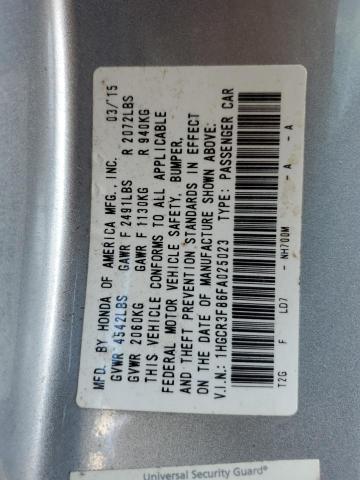 VIN 1HGCR3F86FA025023 2015 Honda Accord, Exl no.12