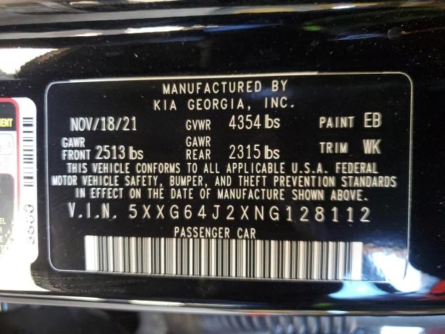 VIN 5XXG64J2XNG128112 2022 KIA K5, Gt Line no.12