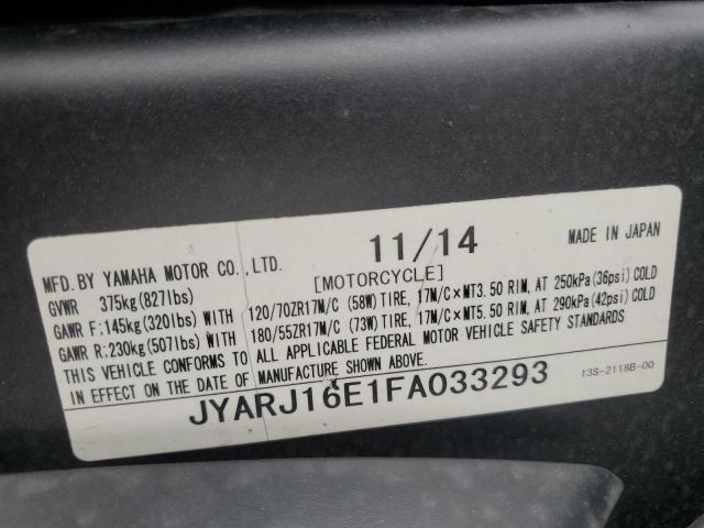 2015 YAMAHA YZFR6 JYARJ16E1FA033293