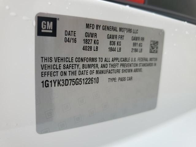 2016 CHEVROLET CORVETTE S - 1G1YK3D75G5122610