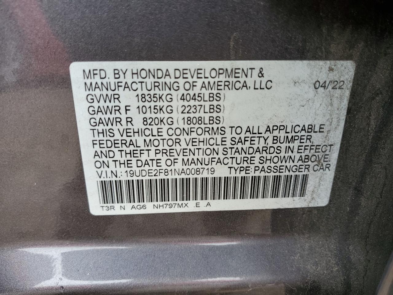 Lot #2962548721 2022 ACURA ILX PREMIU