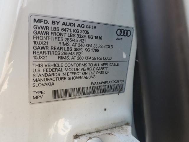 2019 AUDI Q8 PREMIUM - WA1AVAF1XKD038109