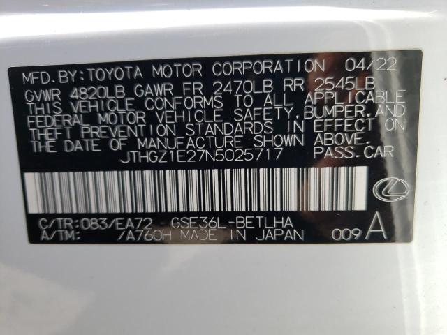 2022 LEXUS IS 350 F S - JTHGZ1E27N5025717