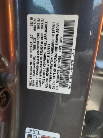 2019 HONDA CR-V EXL - 7FARW2H81KE014090
