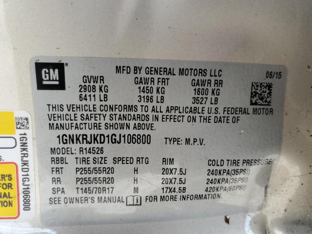 2016 CHEVROLET TRAVERSE L - 1GNKRJKD1GJ106800