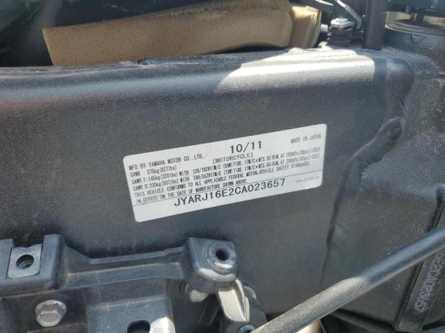 2012 YAMAHA YZFR6 JYARJ16E2CA023657