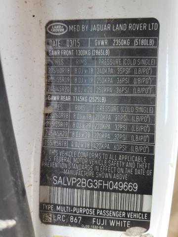 2015 LAND ROVER RANGE ROVE - SALVP2BG3FH049669