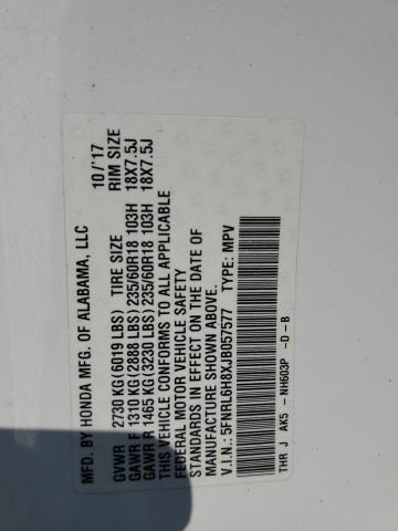 2018 HONDA ODYSSEY TO - 5FNRL6H8XJB057577