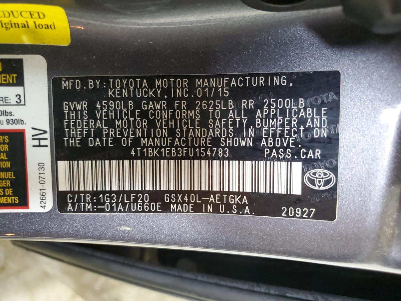 Lot #2888360668 2015 TOYOTA AVALON XLE