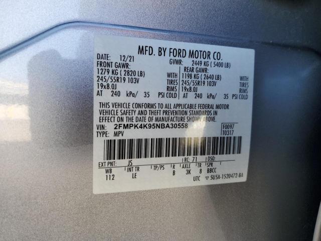 VIN 2FMPK4K95NBA30558 2022 FORD EDGE no.13