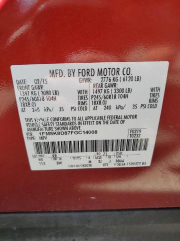 2015 FORD EXPLORER X - 1FM5K8D87FGC14008
