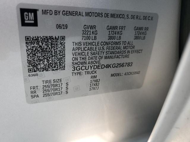 2019 CHEVROLET SILVERADO - 3GCUYDED4KG256783