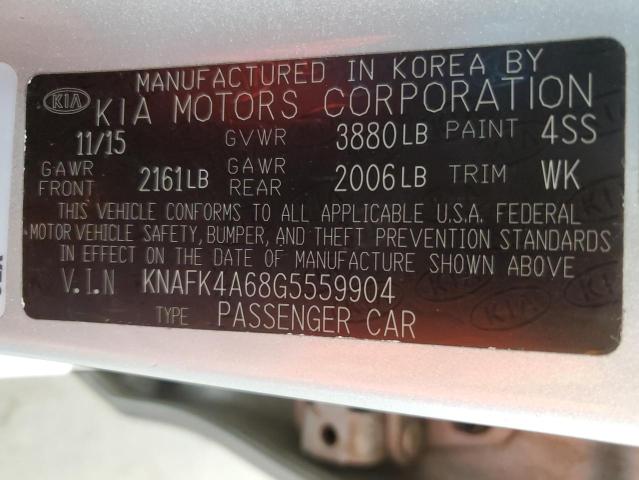 VIN KNAFK4A68G5559904 2016 KIA FORTE no.12